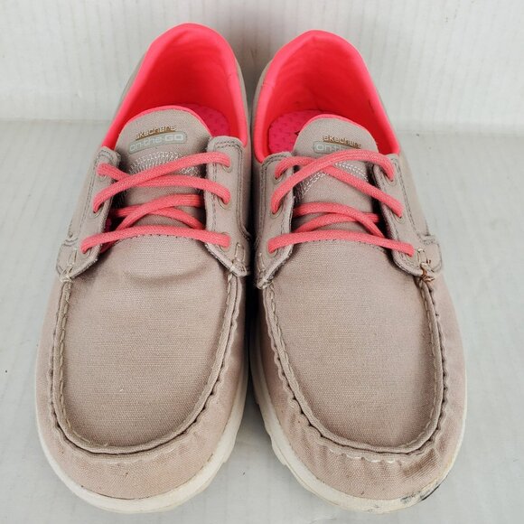 Skechers On The Go Goga Mat 13779 Women's Beige Pink Fabric Resalyte Loafers 7 - Picture 3 of 9
